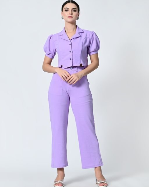 women-coller-top -cord-set